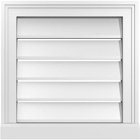 Ekena Millwork Vertical Surface Mount PVC Gable Vent: Functional, w/ 2"W x 2"P Brickmould Sill Frame, 18"W x 18"H GVPVE18X1803SF